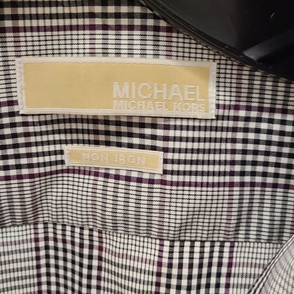 Men's Michael Kors Gray Plaid Button Down Shirt size 24 - Picture 4 of 5